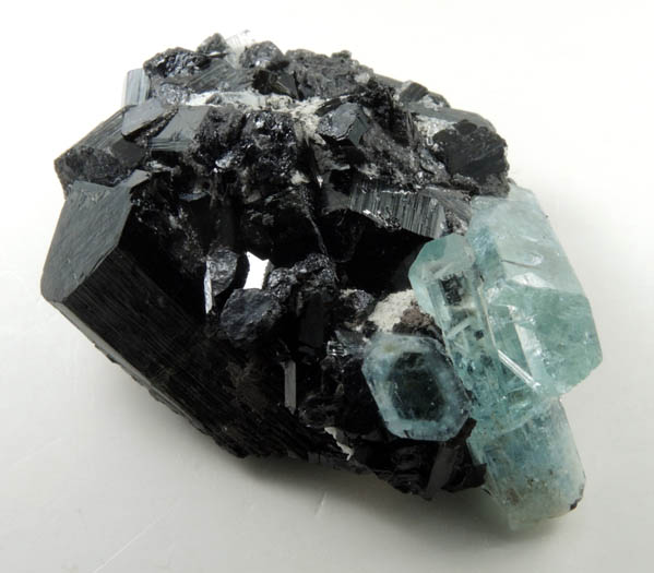 Beryl var. Aquamarine on Schorl Tourmaline from Erongo Mountains, 20 km north of Usakos, Damaraland, Namibia