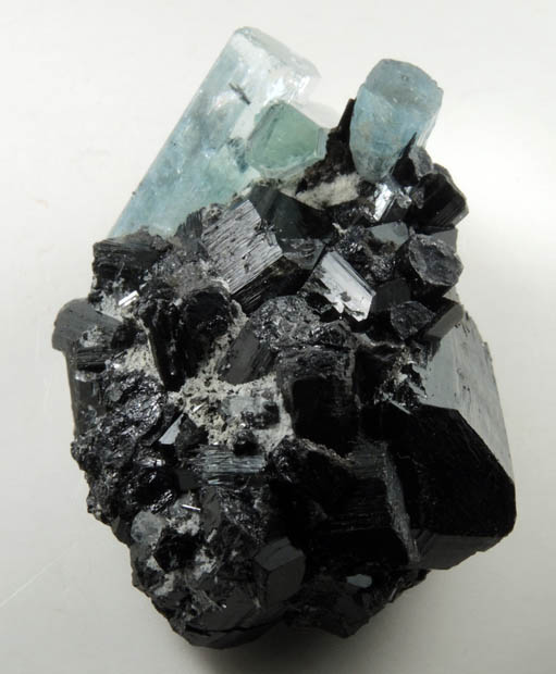 Beryl var. Aquamarine on Schorl Tourmaline from Erongo Mountains, 20 km north of Usakos, Damaraland, Namibia