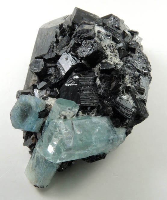 Beryl var. Aquamarine on Schorl Tourmaline from Erongo Mountains, 20 km north of Usakos, Damaraland, Namibia