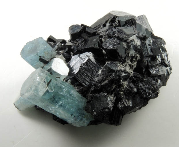 Beryl var. Aquamarine on Schorl Tourmaline from Erongo Mountains, 20 km north of Usakos, Damaraland, Namibia