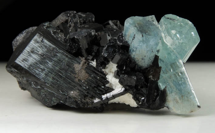 Beryl var. Aquamarine on Schorl Tourmaline from Erongo Mountains, 20 km north of Usakos, Damaraland, Namibia