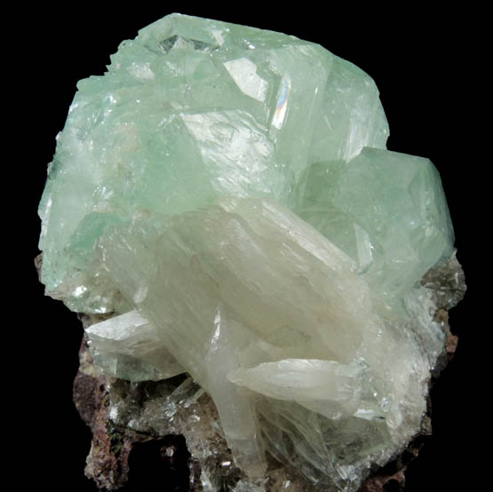 Apophyllite on Stilbite from Jalgaon, Maharashtra, India