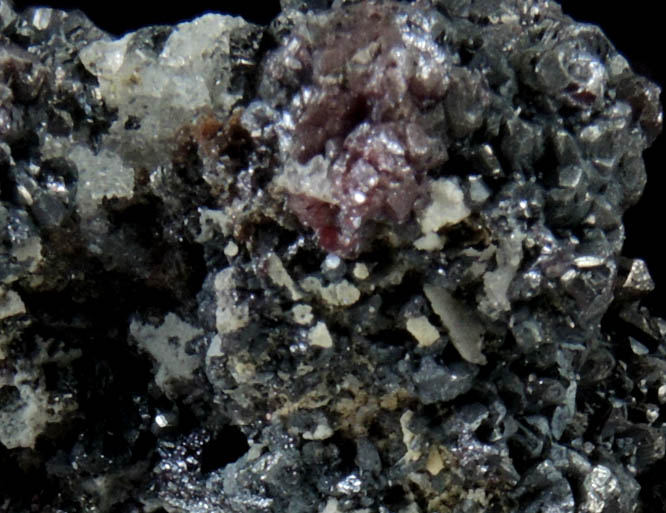Xanthoconite, Proustite, Acanthite from Mine d'Imider, 6.2 km ESE of Imiter, Tinghir Province, Dra-Tafilalet, Morocco