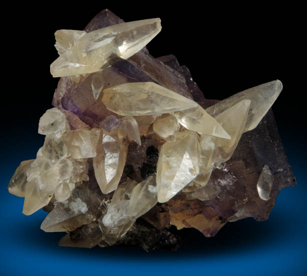 Calcite on Fluorite from Annabel Lee Mine, Harris Creek District, Hardin County, Illinois