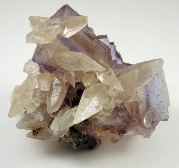 Calcite on Fluorite from Annabel Lee Mine, Harris Creek District, Hardin County, Illinois