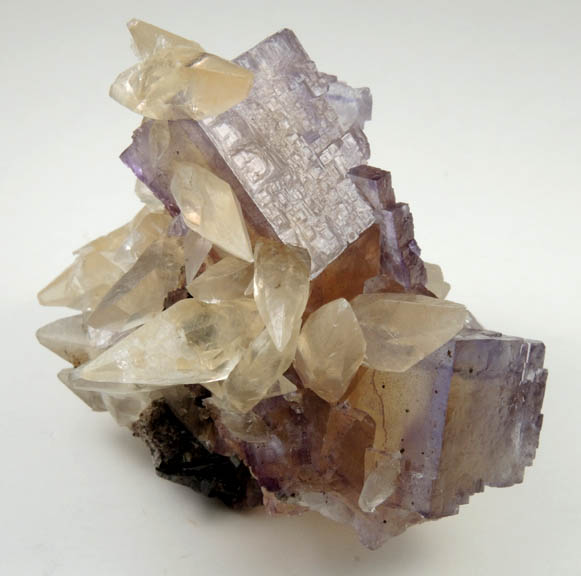 Calcite on Fluorite from Annabel Lee Mine, Harris Creek District, Hardin County, Illinois