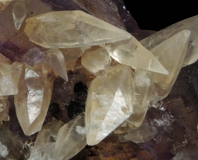 Calcite on Fluorite from Annabel Lee Mine, Harris Creek District, Hardin County, Illinois