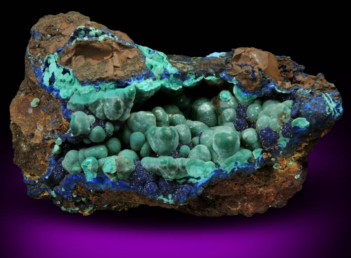 Malachite over Azurite from Concepcin del Oro, Zacatecas, Mexico