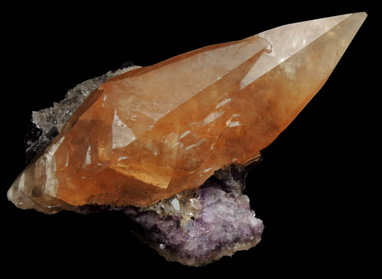 Calcite over Fluorite from Denton Mine, Harris Creek District, Hardin County, Illinois