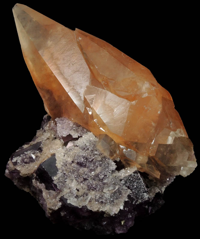 Calcite over Fluorite from Denton Mine, Harris Creek District, Hardin County, Illinois