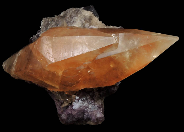 Calcite over Fluorite from Denton Mine, Harris Creek District, Hardin County, Illinois