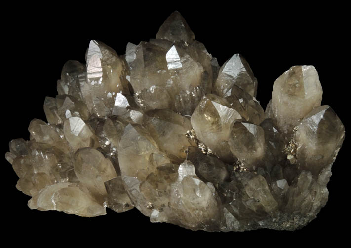 Quartz var. Smoky Quartz with Pyrite from Cavnic Mine (Kapnikbanya), Maramures, Romania