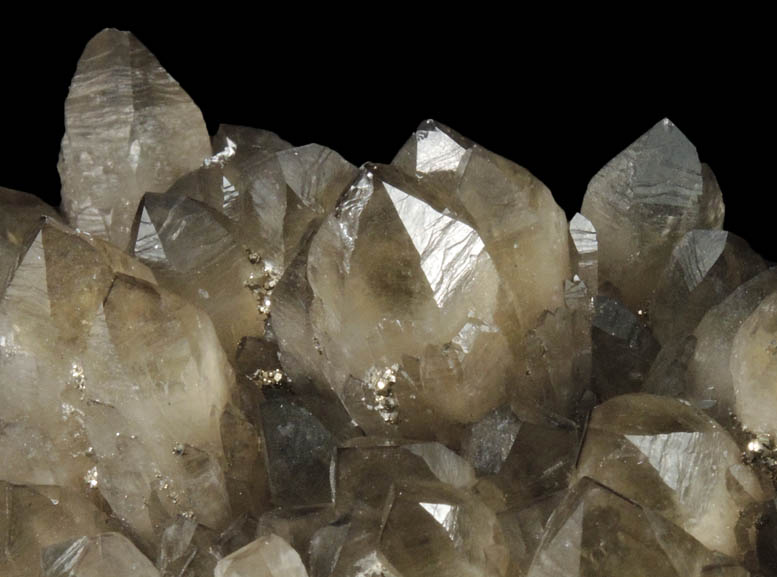 Quartz var. Smoky Quartz with Pyrite from Cavnic Mine (Kapnikbanya), Maramures, Romania