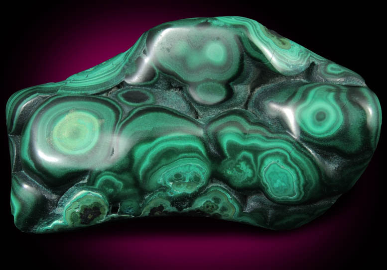 Malachite from Kolwezi Mining District, 240 km WNW of  Lubumbashi, Katanga Copperbelt, Lualaba Province, Democratic Republic of the Congo