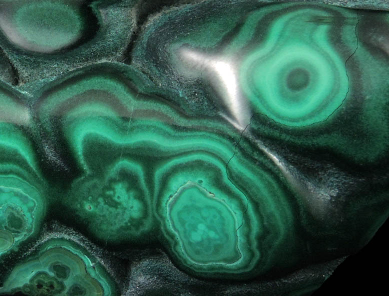 Malachite from Kolwezi Mining District, 240 km WNW of  Lubumbashi, Katanga Copperbelt, Lualaba Province, Democratic Republic of the Congo