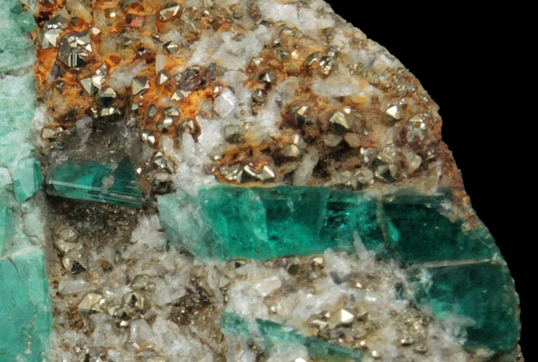 Beryl var. Emerald with Pyrite from Chivor Mine, Guavi-Guatque District, Boyac Department, Colombia