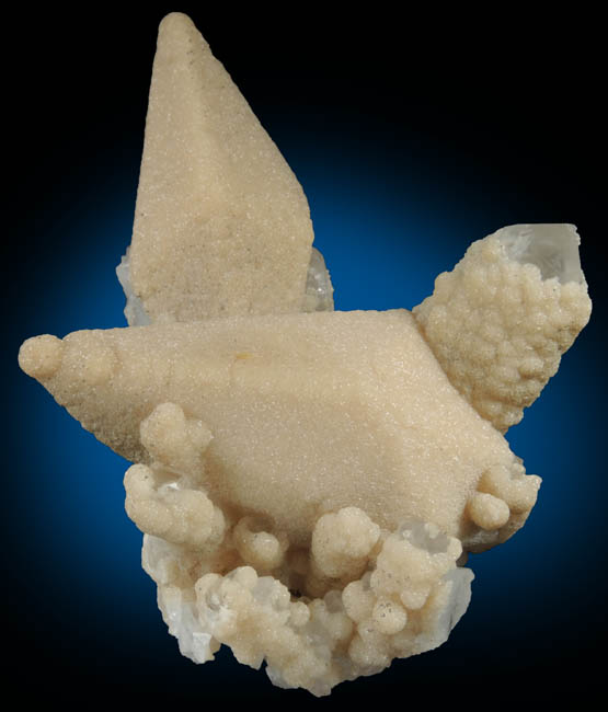 Calcite with Dolomite coating on Quartz from Droujba Mine, Laki Obshtina, Rhodope Mountains, Bulgaria