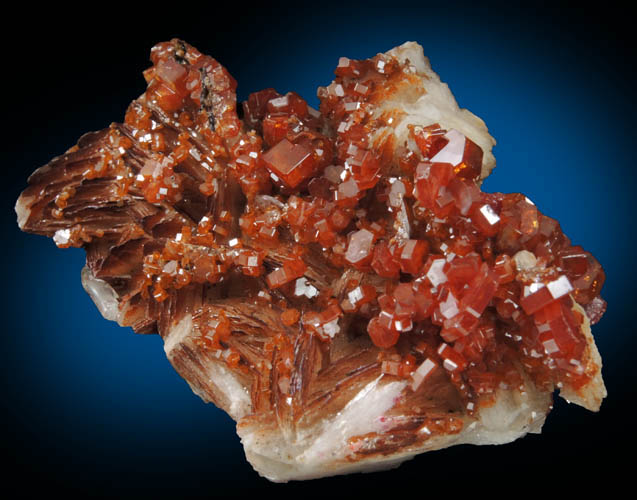 Vanadinite on Barite from Mibladen, Haute Moulouya Basin, Zeida-Aouli-Mibladen belt, Midelt Province, Morocco