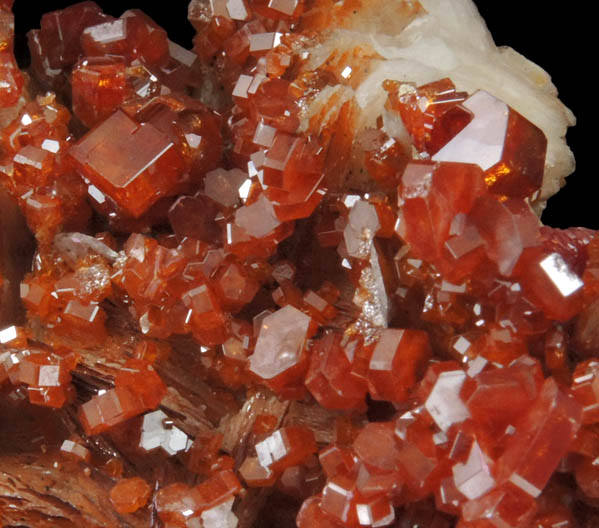 Vanadinite on Barite from Mibladen, Haute Moulouya Basin, Zeida-Aouli-Mibladen belt, Midelt Province, Morocco