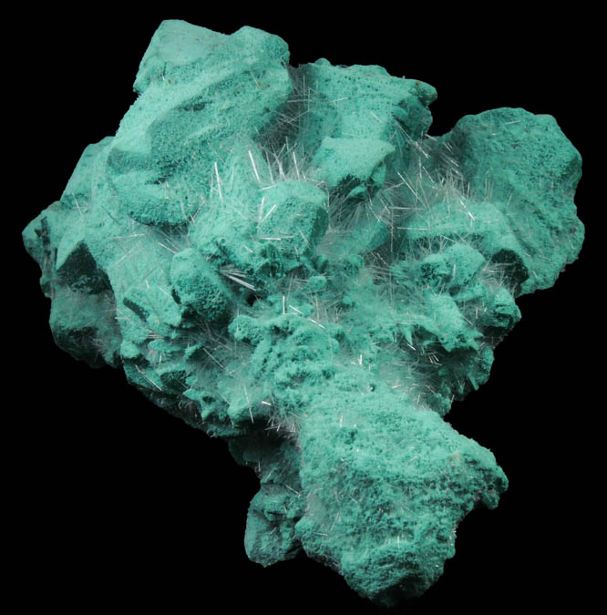 Gypsum on Malachite-Chrysocolla pseudomorphs from Copper Queen Mine, Bisbee, Warren District, Cochise County, Arizona