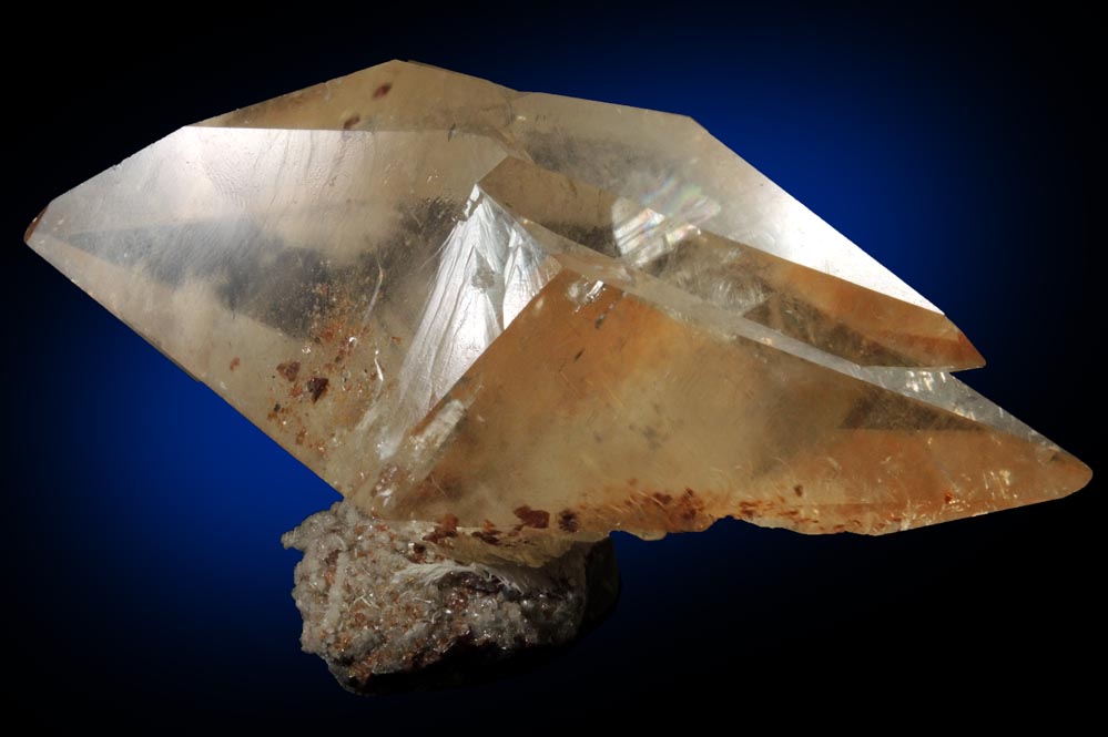 Calcite (twinned crystals) with Sphalerite inclusions from Elmwood Mine, Carthage, Smith County, Tennessee