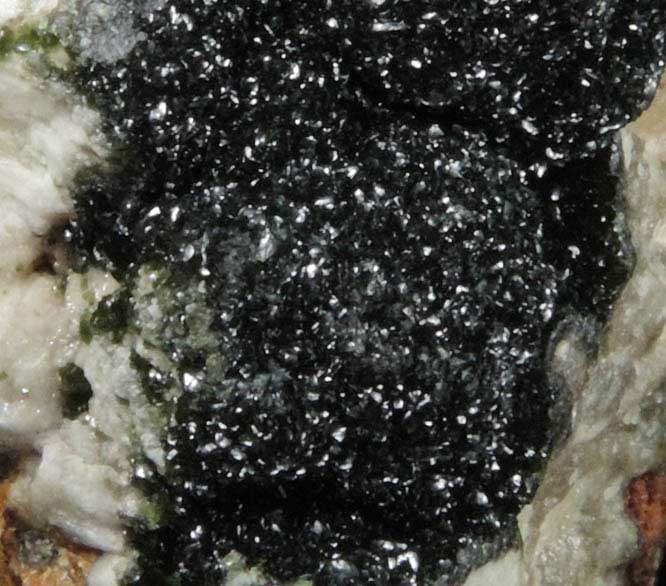 Duftite on Calcite with Tsumcorite from Tsumeb Mine, Otavi-Bergland District, Oshikoto, Namibia (Type Locality for Duftite and Tsumcorite)