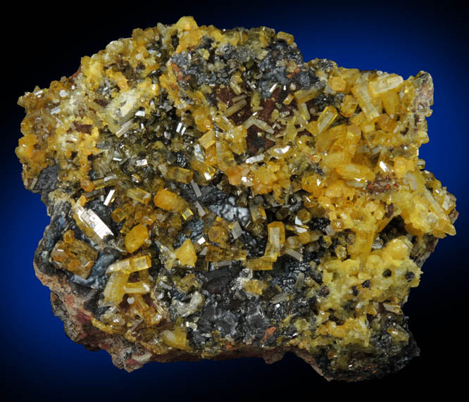 Mimetite on Cesarolite from Guatomo Mine, near Tham Thalu, south of Hat Yai, Yala Province, Thailand