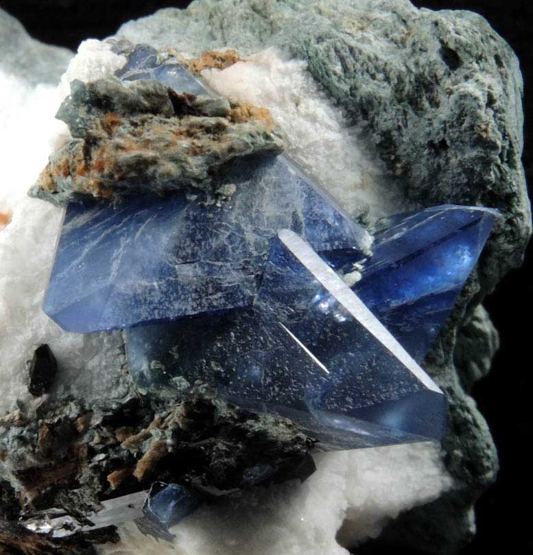 Benitoite, Neptunite, Natrolite from Benitoite Gem Mine, New Idria District, San Benito County, California (Type Locality for Benitoite)