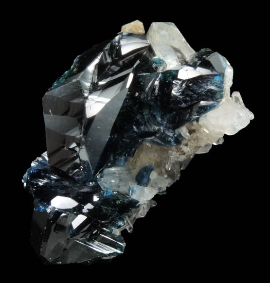 Lazulite (twinned crystals) on Quartz from Rapid Creek, 70 km northwest of Aklavik, Yukon, Canada