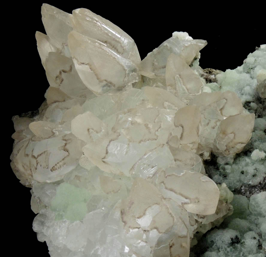 Calcite over Prehnite from Prospect Park Quarry, Prospect Park, Passaic County, New Jersey