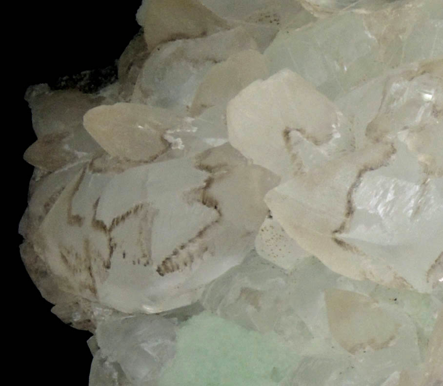 Calcite over Prehnite from Prospect Park Quarry, Prospect Park, Passaic County, New Jersey