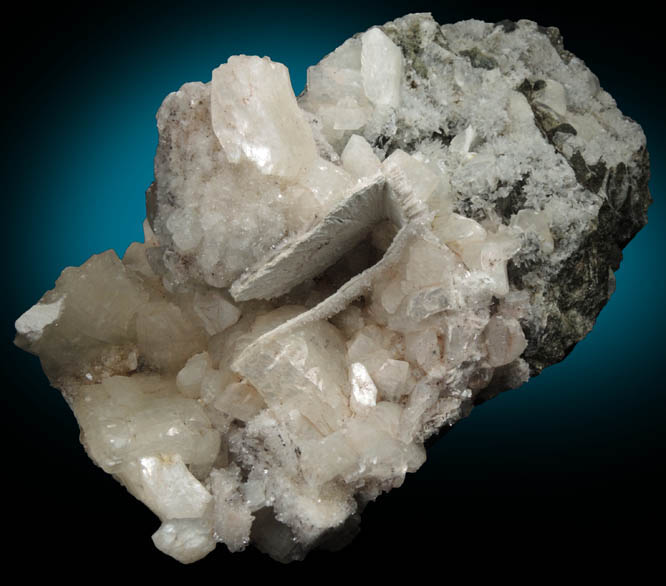 Quartz pseudomorphs after Anhydrite with Heulandite from Prospect Park Quarry, Prospect Park, Passaic County, New Jersey