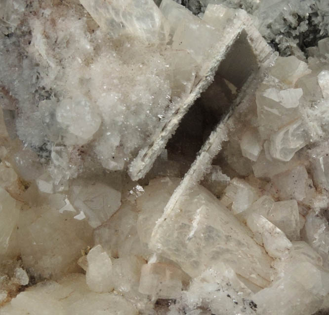 Quartz pseudomorphs after Anhydrite with Heulandite from Prospect Park Quarry, Prospect Park, Passaic County, New Jersey