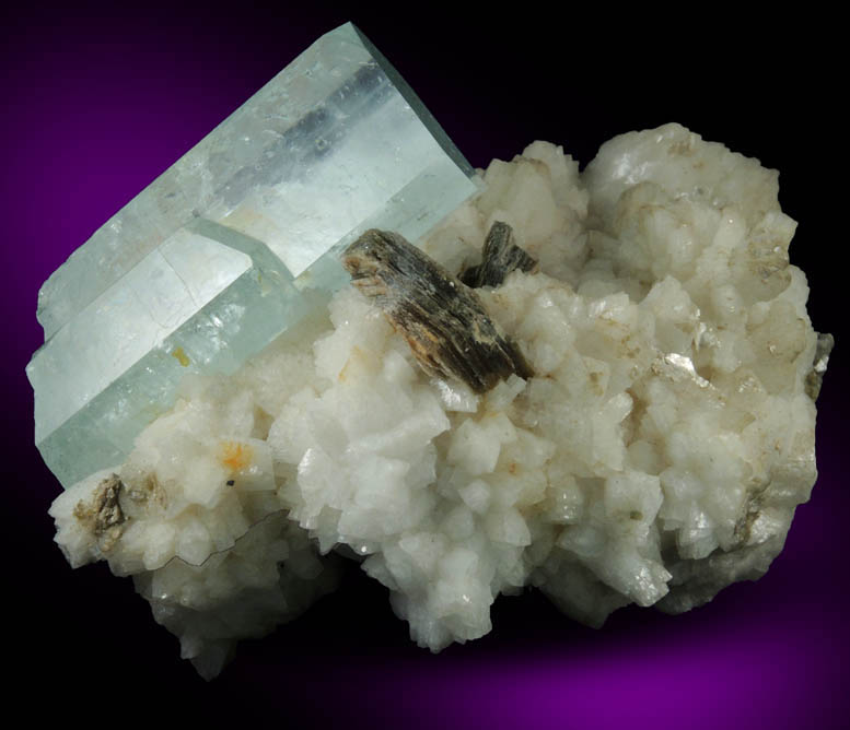 Beryl var. Aquamarine on Albite with Muscovite from Stak Nala, Skardu Road, Baltistan, Gilgit-Baltistan, Pakistan