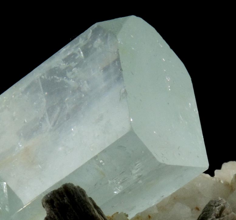 Beryl var. Aquamarine on Albite with Muscovite from Stak Nala, Skardu Road, Baltistan, Gilgit-Baltistan, Pakistan