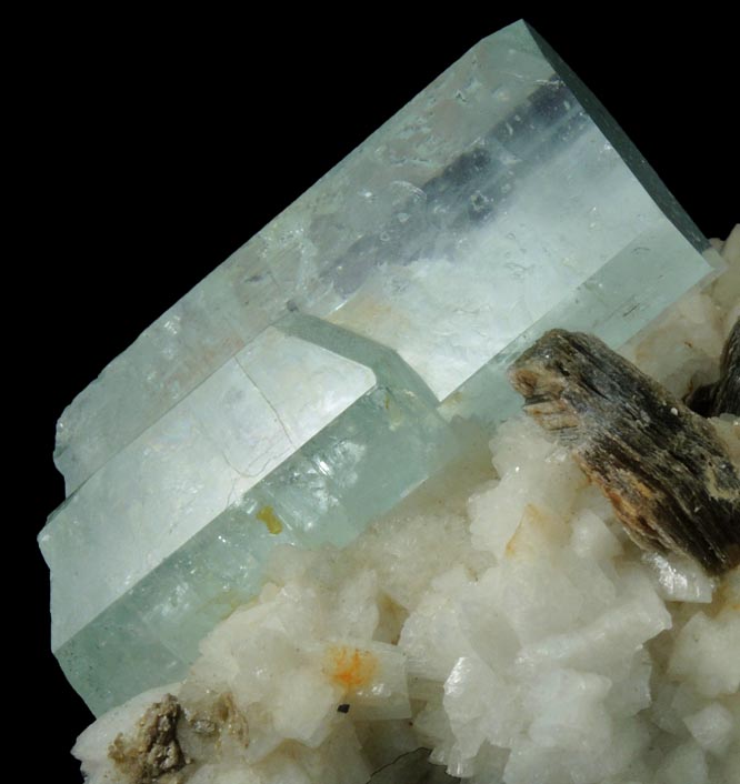 Beryl var. Aquamarine on Albite with Muscovite from Stak Nala, Skardu Road, Baltistan, Gilgit-Baltistan, Pakistan