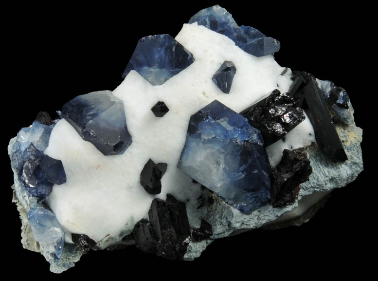 Benitoite, Neptunite, Natrolite from Benitoite Gem Mine, New Idria District, San Benito County, California (Type Locality for Benitoite)