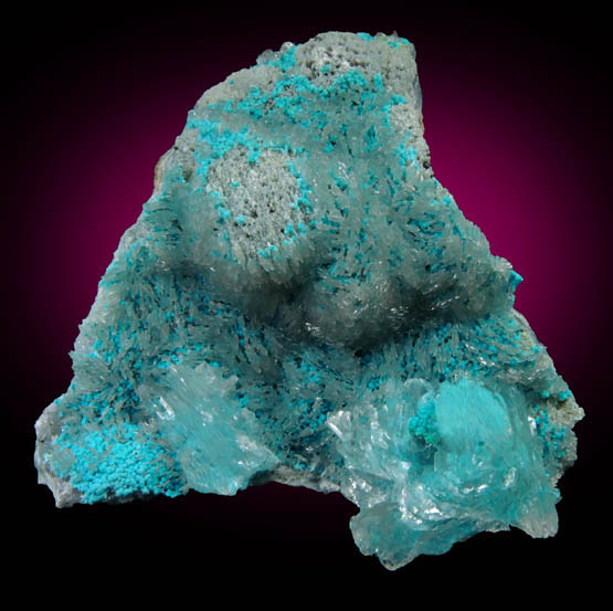 Rosasite on Hemimorphite from 79 Mine, Banner District, near Hayden, Gila County, Arizona