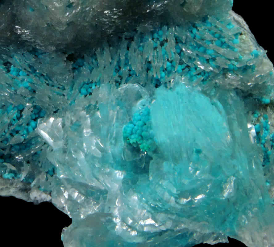 Rosasite on Hemimorphite from 79 Mine, Banner District, near Hayden, Gila County, Arizona