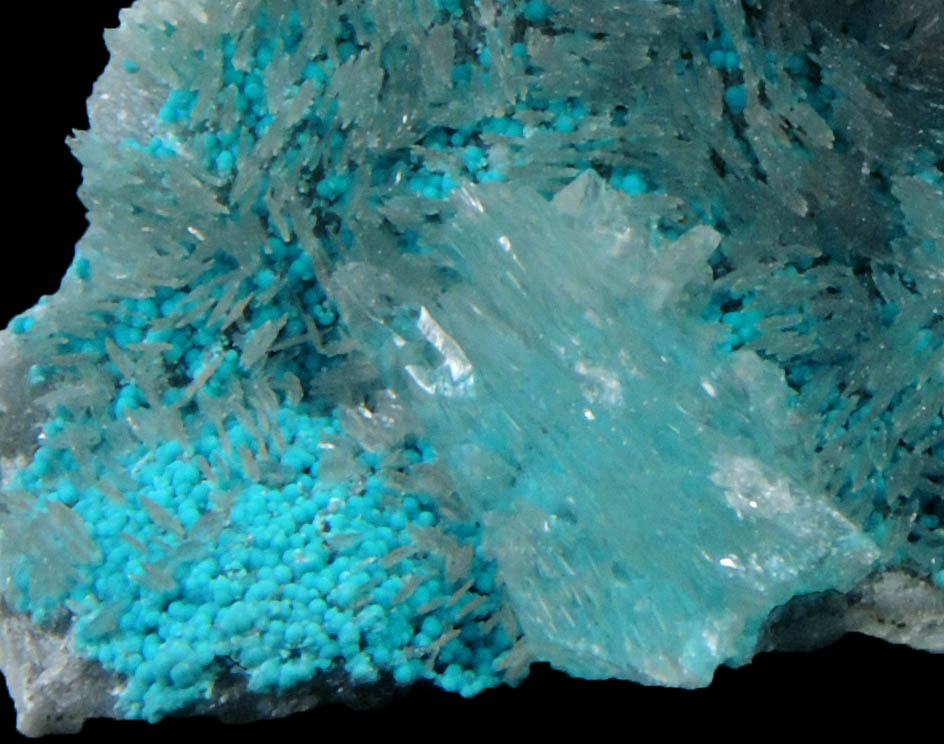 Rosasite on Hemimorphite from 79 Mine, Banner District, near Hayden, Gila County, Arizona