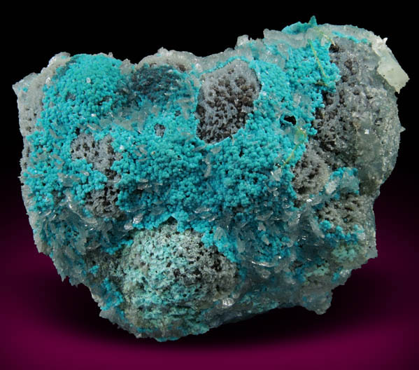 Rosasite on Hemimorphite from 79 Mine, Banner District, near Hayden, Gila County, Arizona