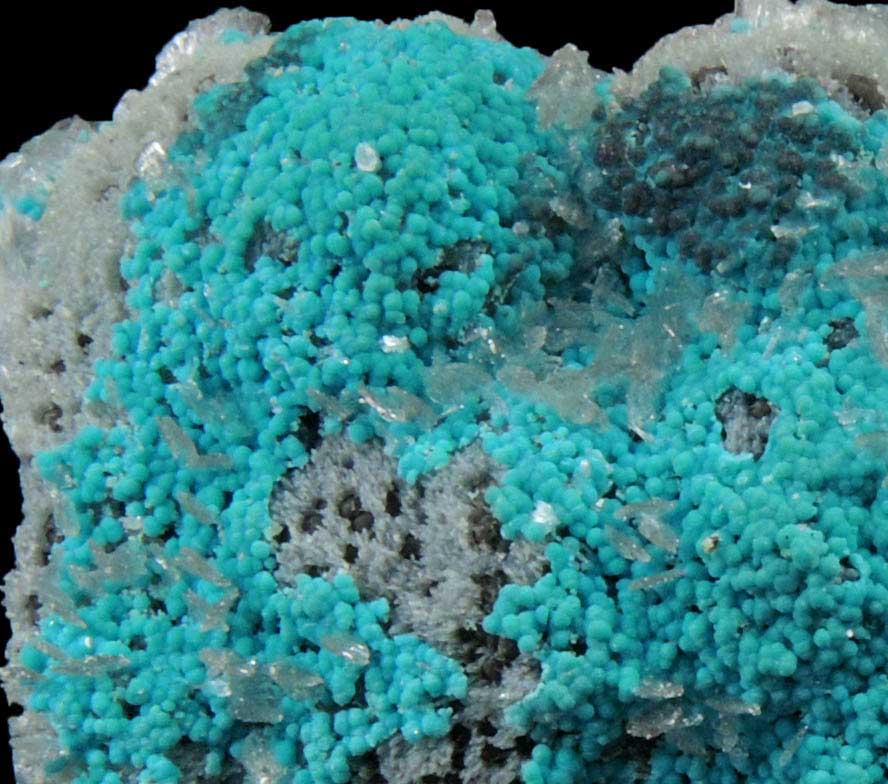 Rosasite on Hemimorphite from 79 Mine, Banner District, near Hayden, Gila County, Arizona