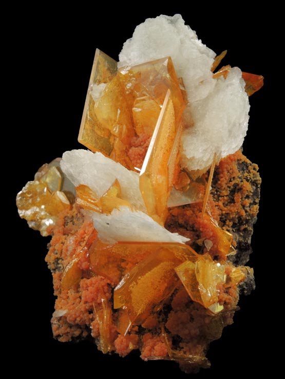 Wulfenite, Mimetite, Barite from San Francisco Mine, Cerro Prieto, north of Cucurpe, Sonora, Mexico