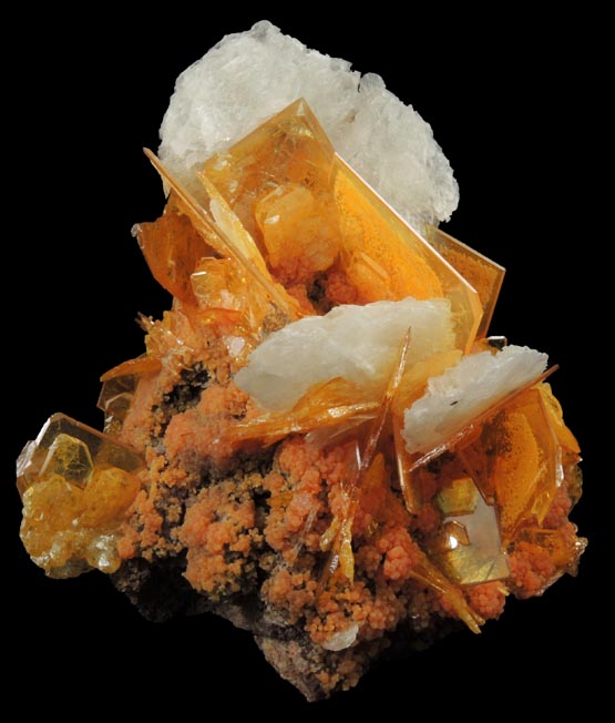 Wulfenite, Mimetite, Barite from San Francisco Mine, Cerro Prieto, north of Cucurpe, Sonora, Mexico