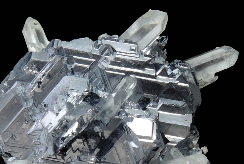 Galena (Spinel-law twinned crystals) with Quartz from Krushev Dol Mine, Davidkovo, Rhodope Mountains, Bulgaria