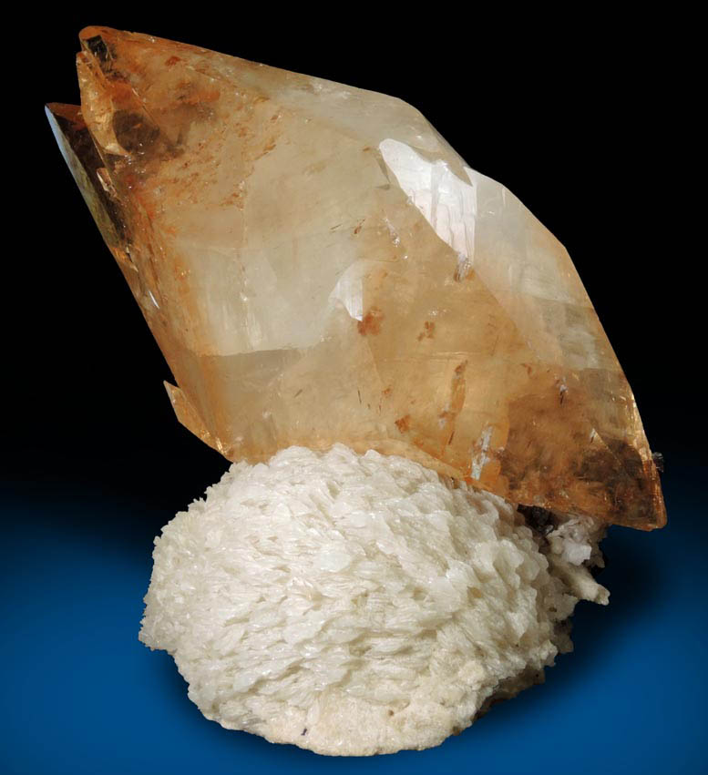 Calcite (twinned crystals) on Barite from Elmwood Mine, Carthage, Smith County, Tennessee