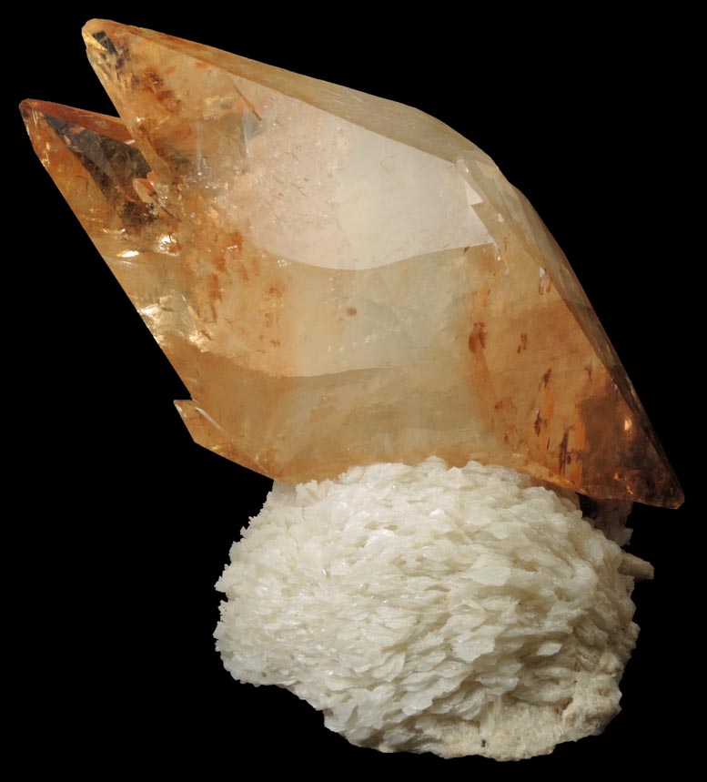 Calcite (twinned crystals) on Barite from Elmwood Mine, Carthage, Smith County, Tennessee