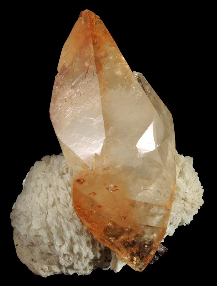 Calcite (twinned crystals) on Barite from Elmwood Mine, Carthage, Smith County, Tennessee