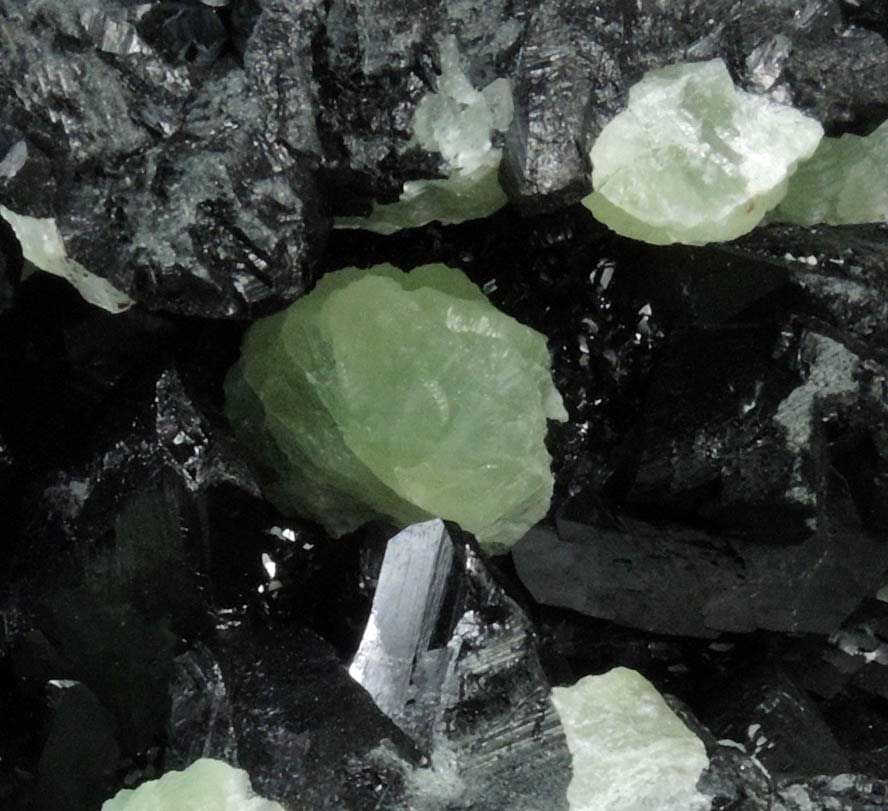 Babingtonite with Prehnite from Lane's Quarry, Westfield, Hampden County, Massachusetts