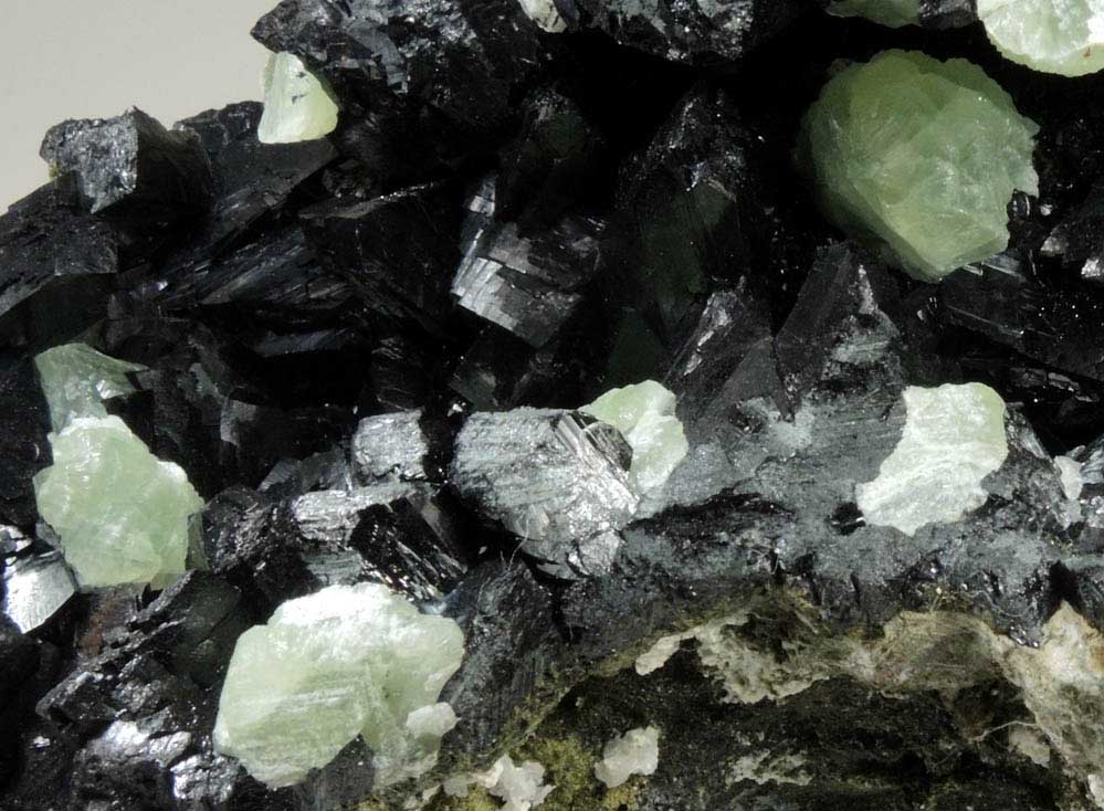 Babingtonite with Prehnite from Lane's Quarry, Westfield, Hampden County, Massachusetts